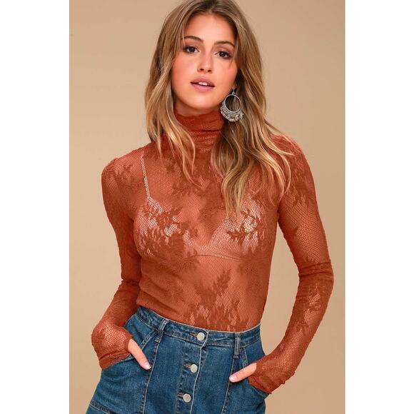 Free People Tops - Free People Sweet Secrets Lace Layering Turtleneck Top,  XS